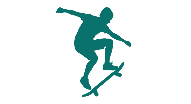 Illustrasjon av person på skateboard