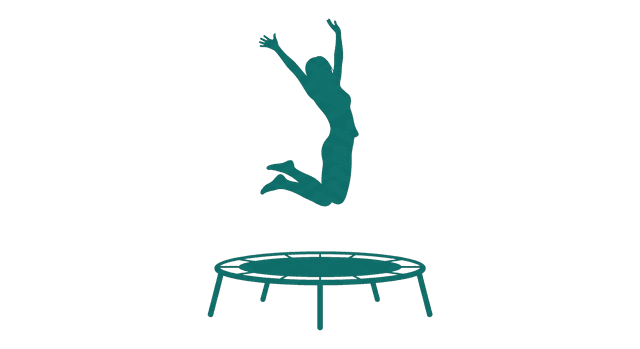 Illustrasjon av person på trampoline