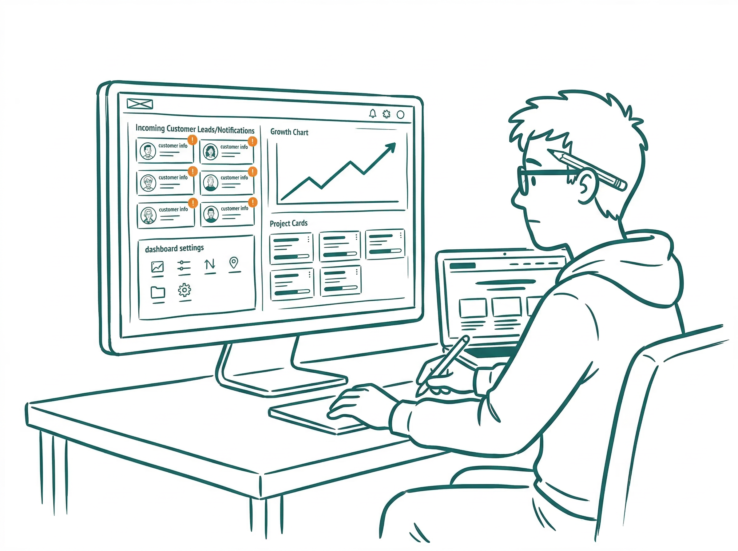 Nettsidetorget byrå-dashboard — motta kundehenvendelser, følg opp leads og se vekststatistikk